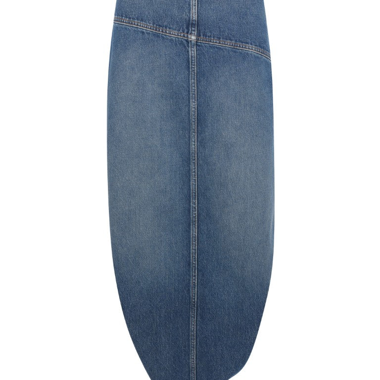 Denim Skirt with Internal Belt And Zipped Opening