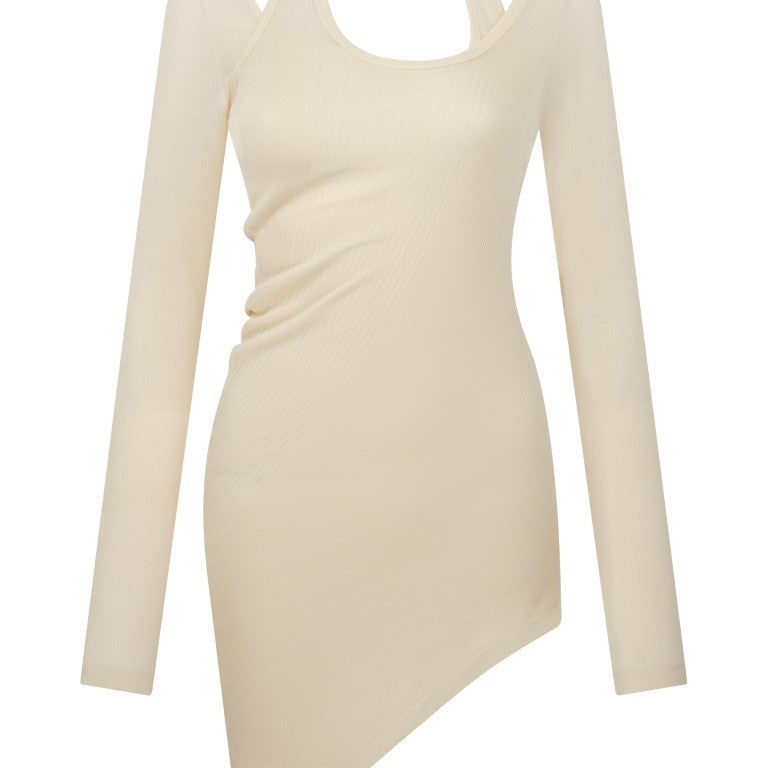 Twisted Double Layer Long Sleeves Top - Gaultier Piercing