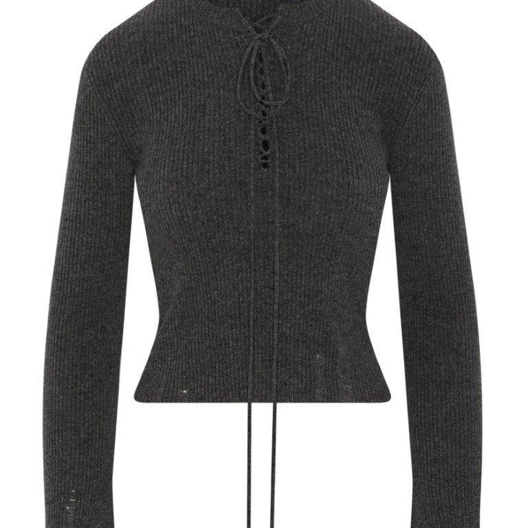 Fanja Cropped Laced Up Serafino Sweater