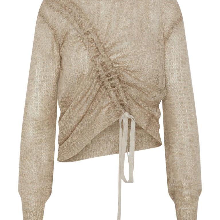 Zinaida Boat Neck Sweater with Drawstrings