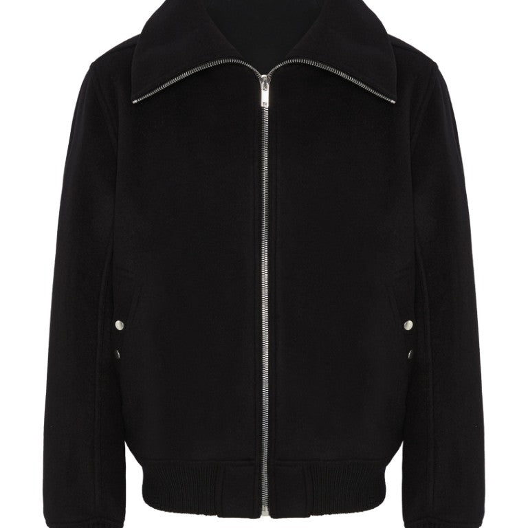 Bomber In Pelle Imbottito - Blixa Dracucollar Wool Jacket