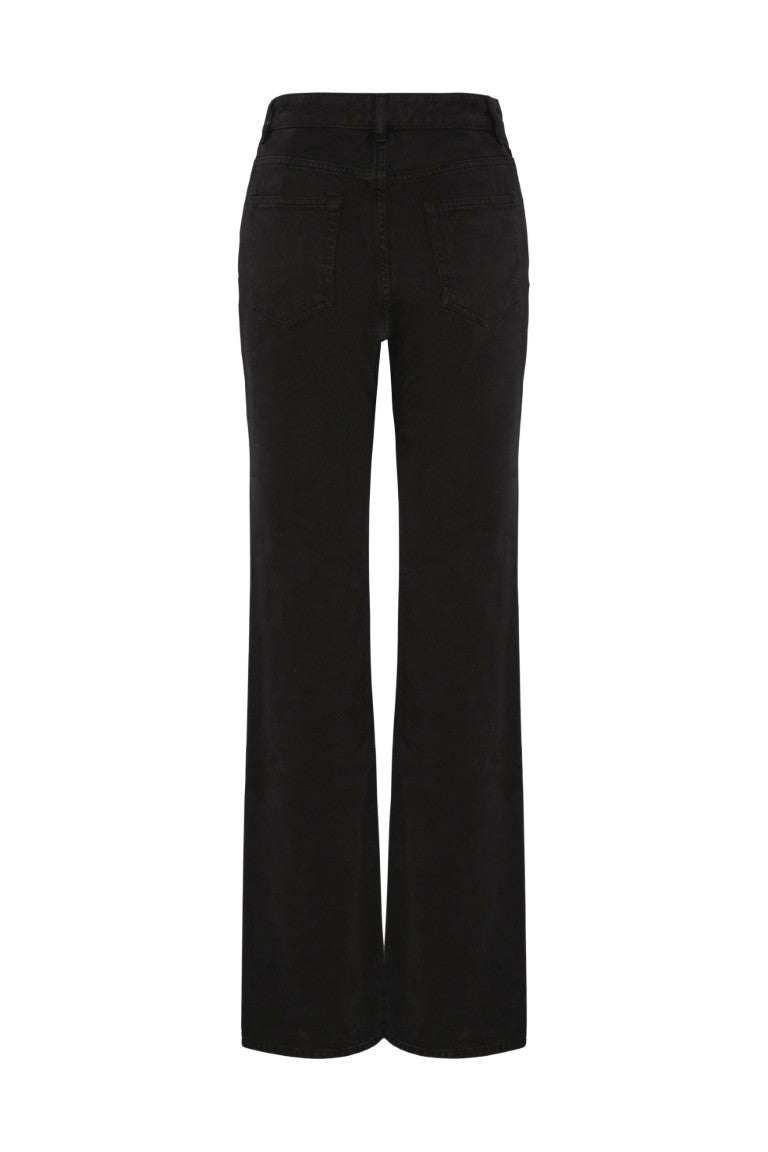 Pockets Slim Fit Flared Trousers