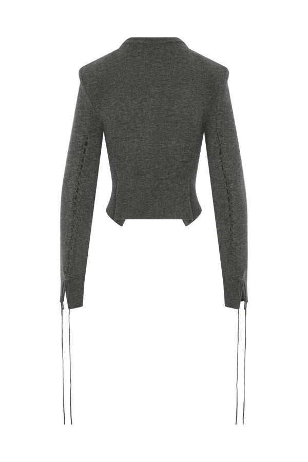 Jate Fitted Cardigan with Laced Up Sleeves