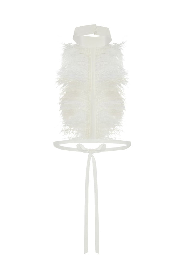 Bets High Neck Collar with Frisee Feathers