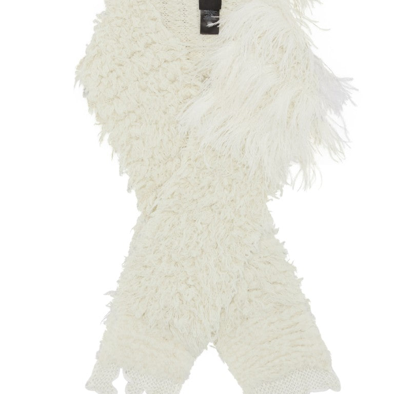 Ofke Knit Scarf with Feathers Embroidery