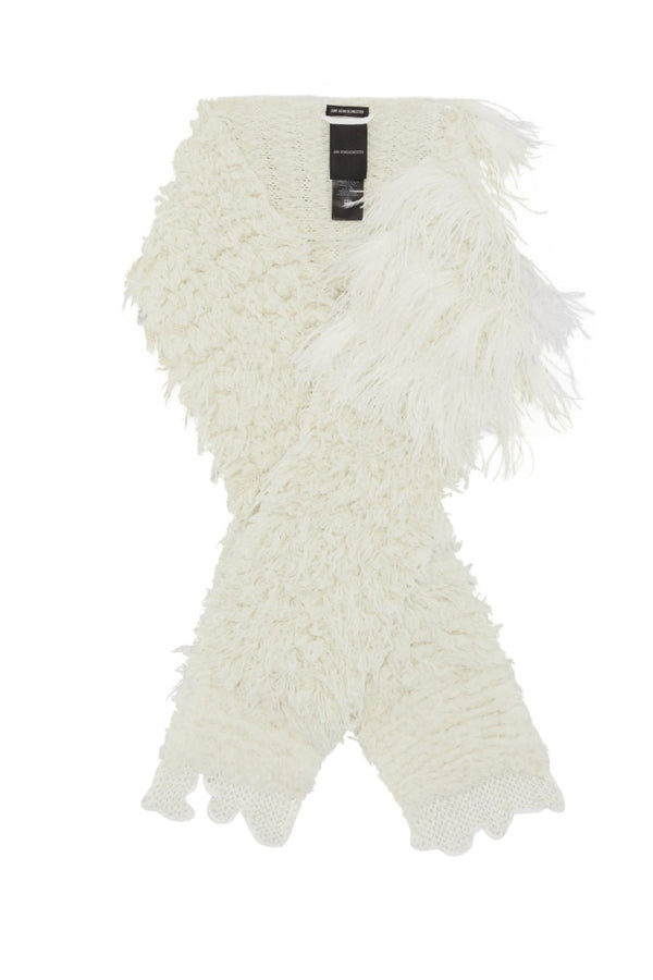 Ofke Knit Scarf with Feathers Embroidery