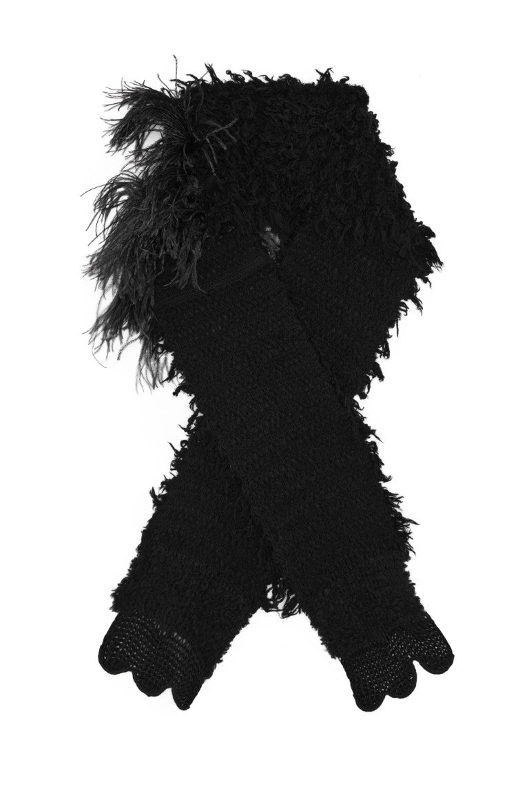 Ann Demeulemeester FW25 - Womens Ofke Knit Scarf with Feathers