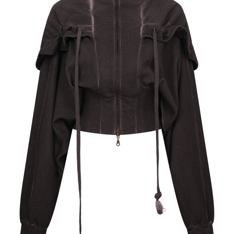 Oversized Washed Hoodie with Cinched Waist