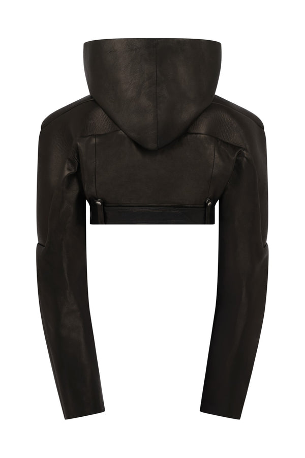 Hooded Micro Stooges Leather Jacket