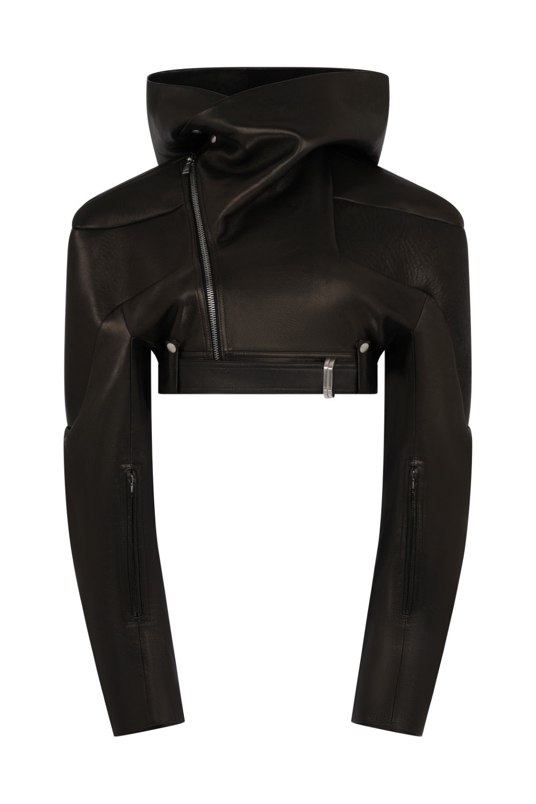 Hooded Micro Stooges Leather Jacket