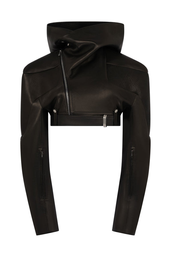 Hooded Micro Stooges Leather Jacket