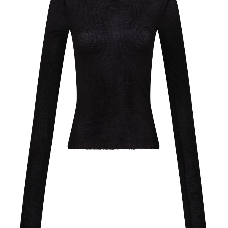 Cropped Hooded Rib Longsleeve Tee