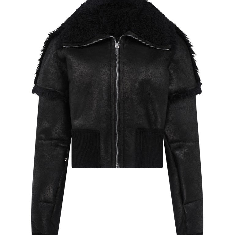 Cropped Hooded Flight Jacket