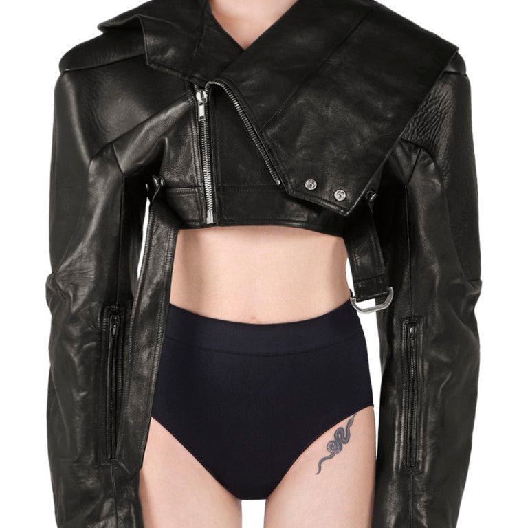 Hooded Micro Stooges Leather Jacket
