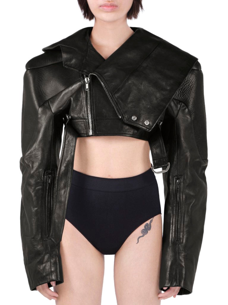 Hooded Micro Stooges Leather Jacket