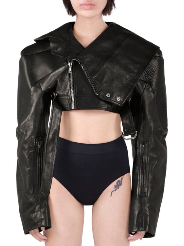 Hooded Micro Stooges Leather Jacket