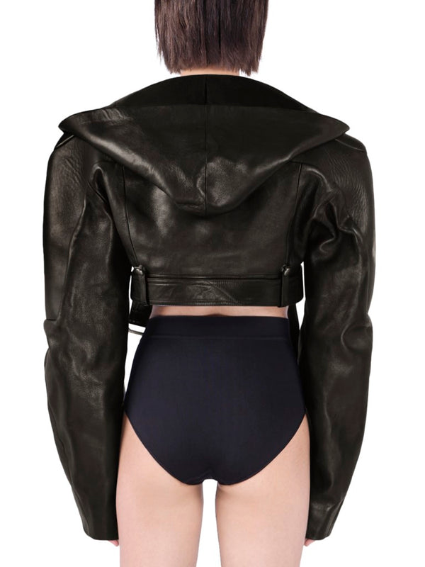 Hooded Micro Stooges Leather Jacket