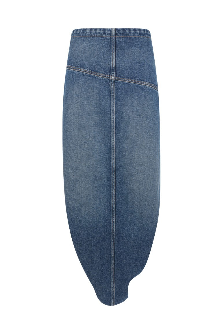 Denim Skirt with Internal Belt And Zipped Opening