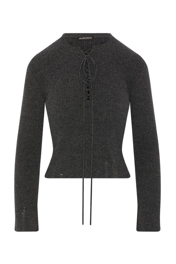 Fanja Cropped Laced Up Serafino Sweater