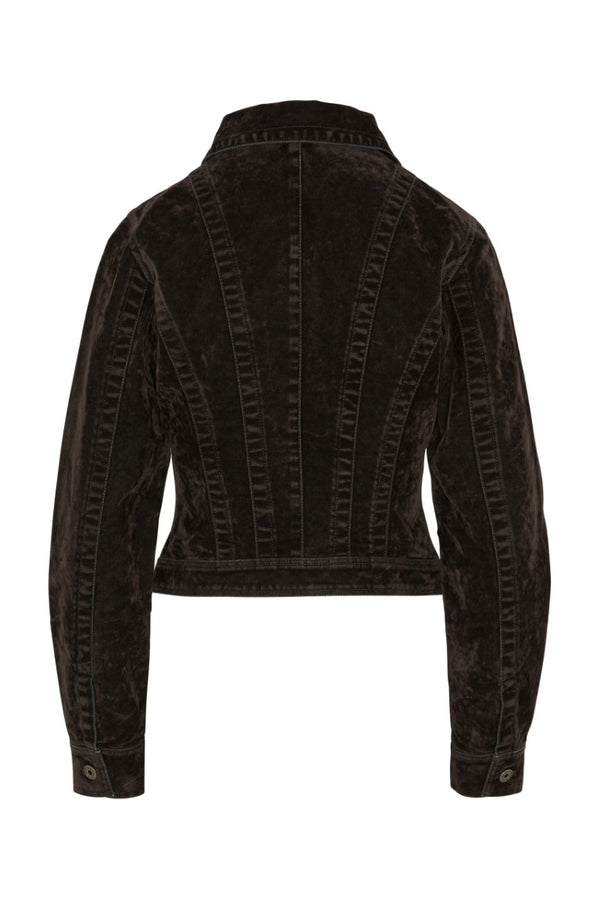 Flocked Denim Jacket with Stone Wash