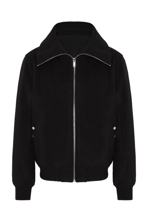 Bomber In Pelle Imbottito - Blixa Dracucollar Wool Jacket