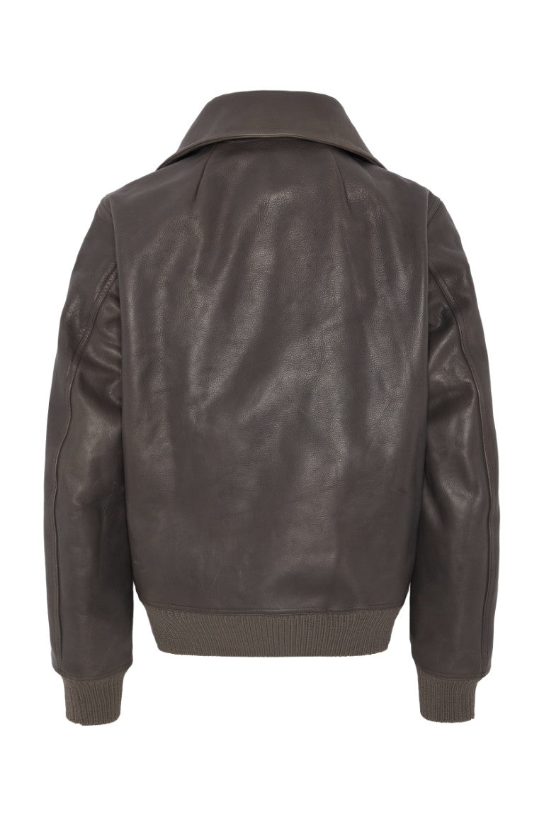 Bomber In Pelle Imbottito - Blixa Dracucollar Leather Jacket