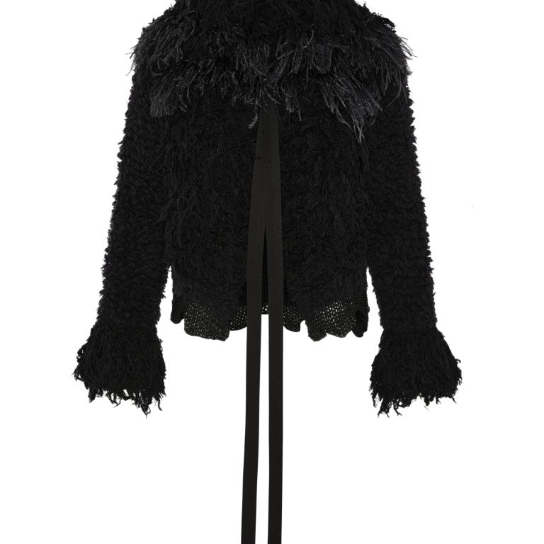 Leke Knitted Jacket with Feathers Embroidery