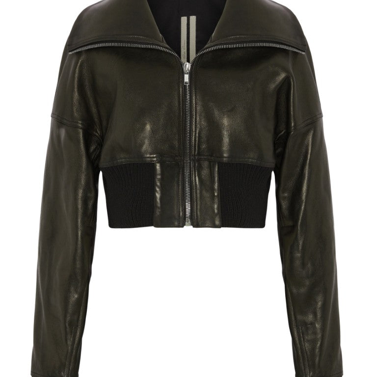 Bomber In Pelle Imbottito - Dracucollar Cropped Leather Jacket