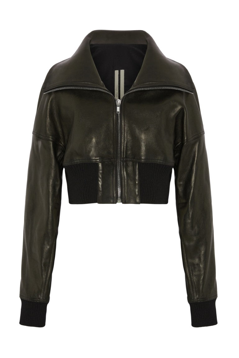 Bomber In Pelle Imbottito - Dracucollar Cropped Leather Jacket