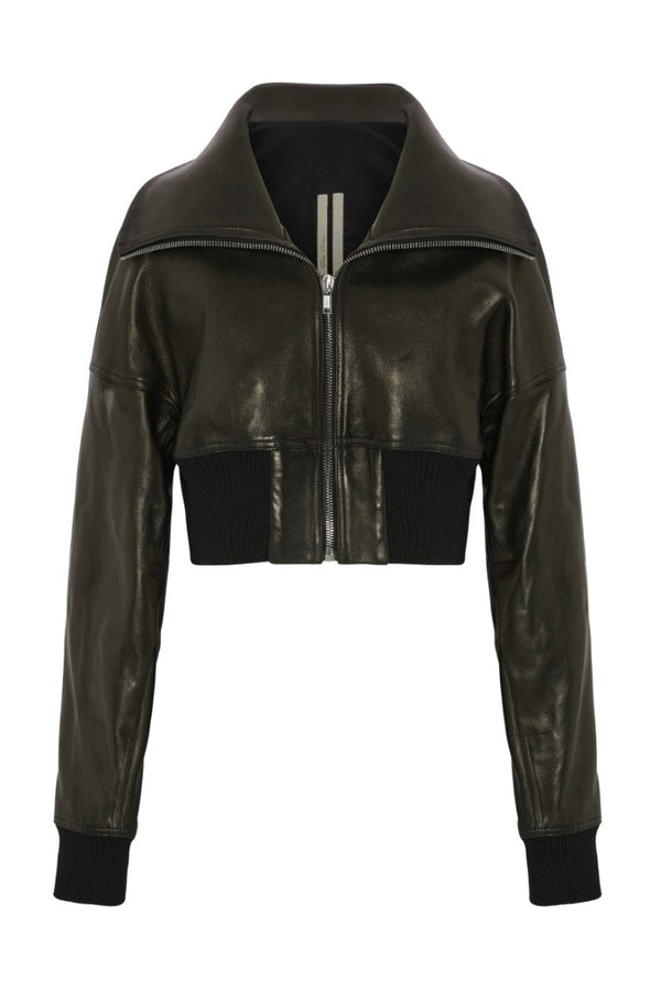 Bomber In Pelle Imbottito - Dracucollar Cropped Leather Jacket