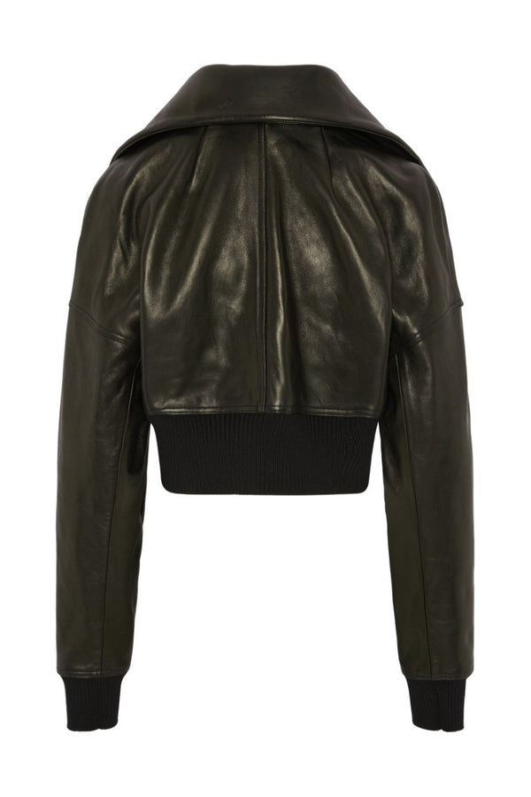 Bomber In Pelle Imbottito - Dracucollar Cropped Leather Jacket