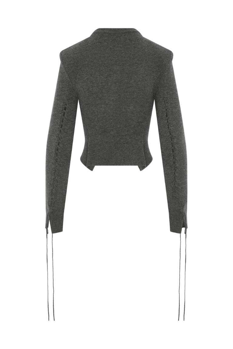 Jate Fitted Cardigan with Laced Up Sleeves