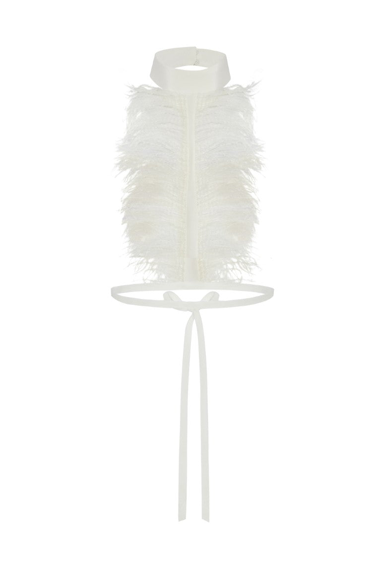 Bets High Neck Collar with Frisee Feathers