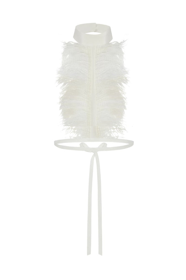 Bets High Neck Collar with Frisee Feathers