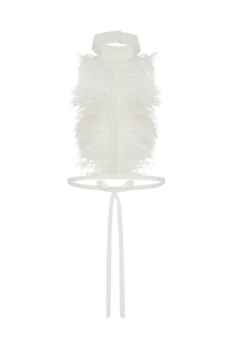 Bets High Neck Collar with Frisee Feathers