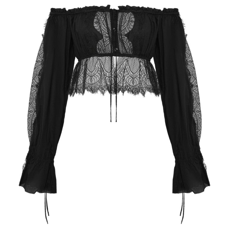 Jorunn Crop Top with Distressed Lace Details