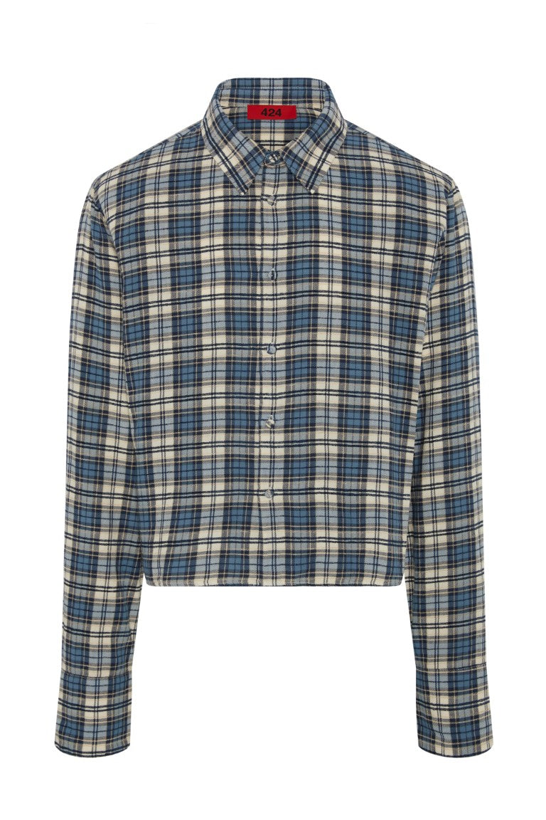 Cropped Shirt with Shoulder Pad