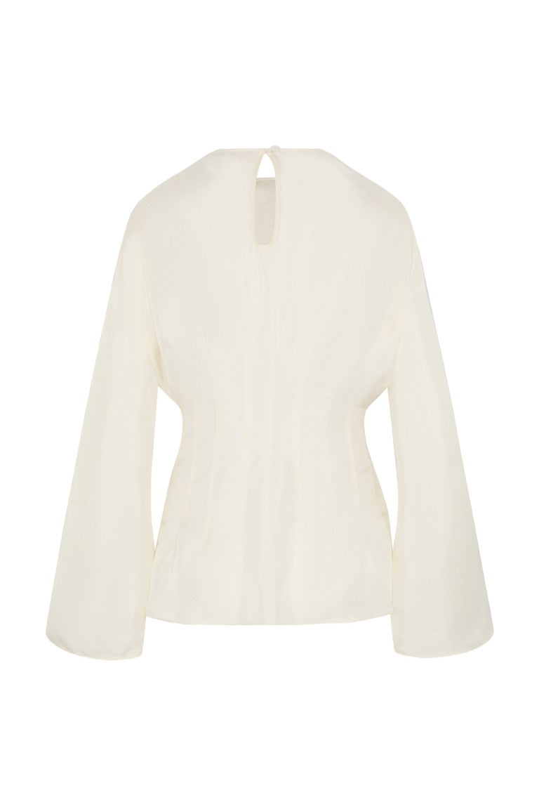 Sculptural Waisted Silk Top