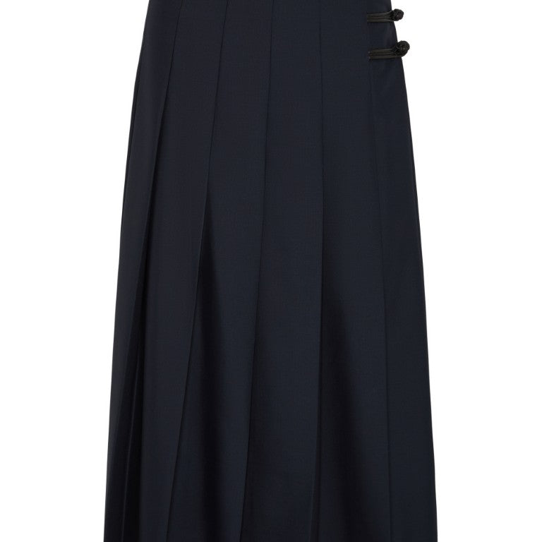 Mandarin Pleated Wool Skirt