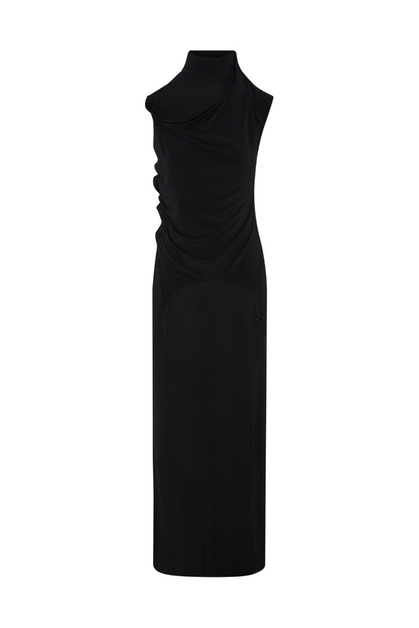 Viscose Jersey Long Dress with Lingerie Garter