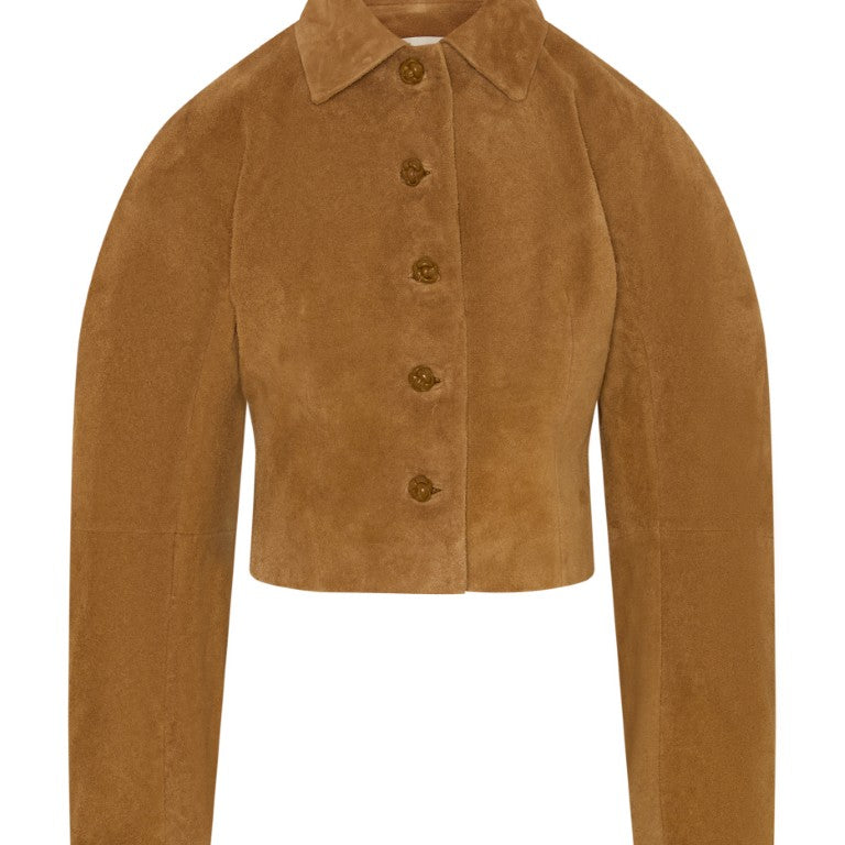 Rounded Textured Suede Jacket
