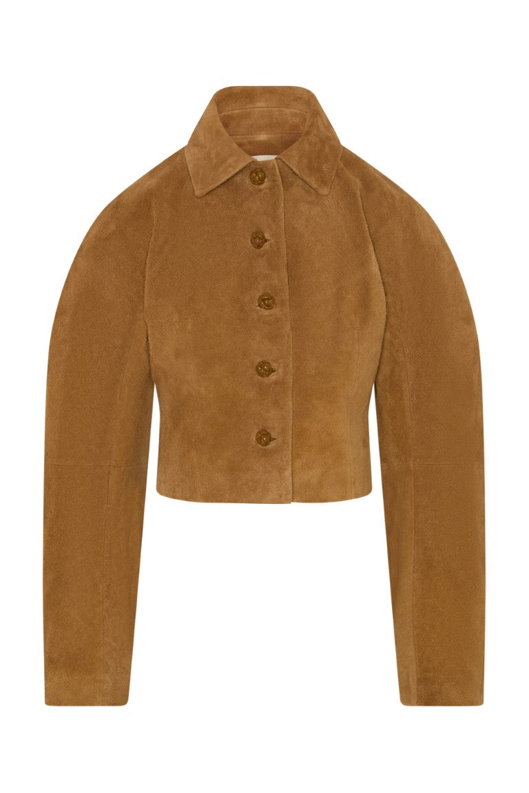 Rounded Textured Suede Jacket