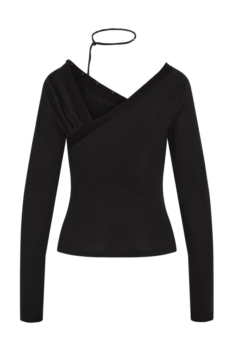 Twisted Long Sleeve Top W/ Necklace
