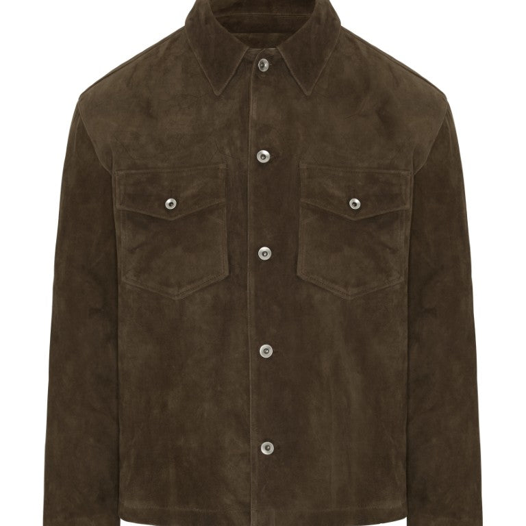 Suede Two-Tone Button Shirt Jacket