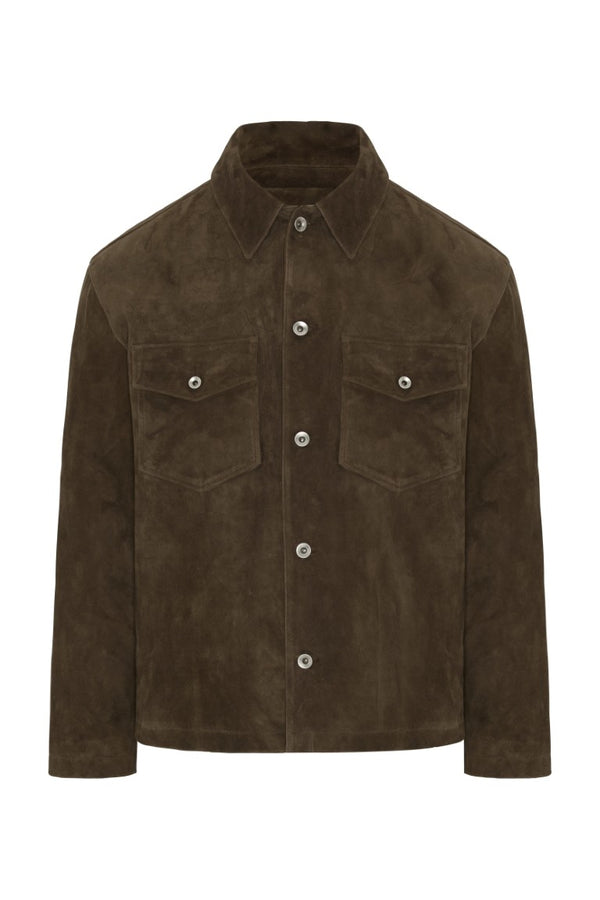 Suede Two-Tone Button Shirt Jacket
