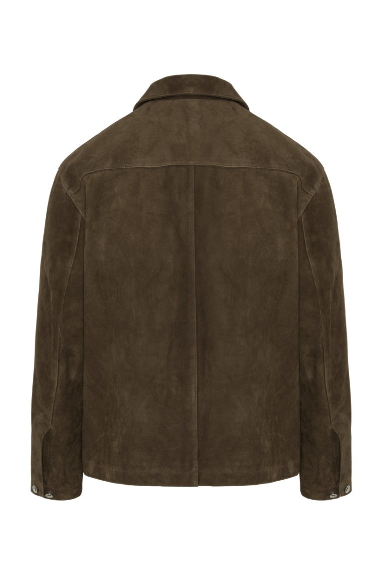 Suede Two-Tone Button Shirt Jacket