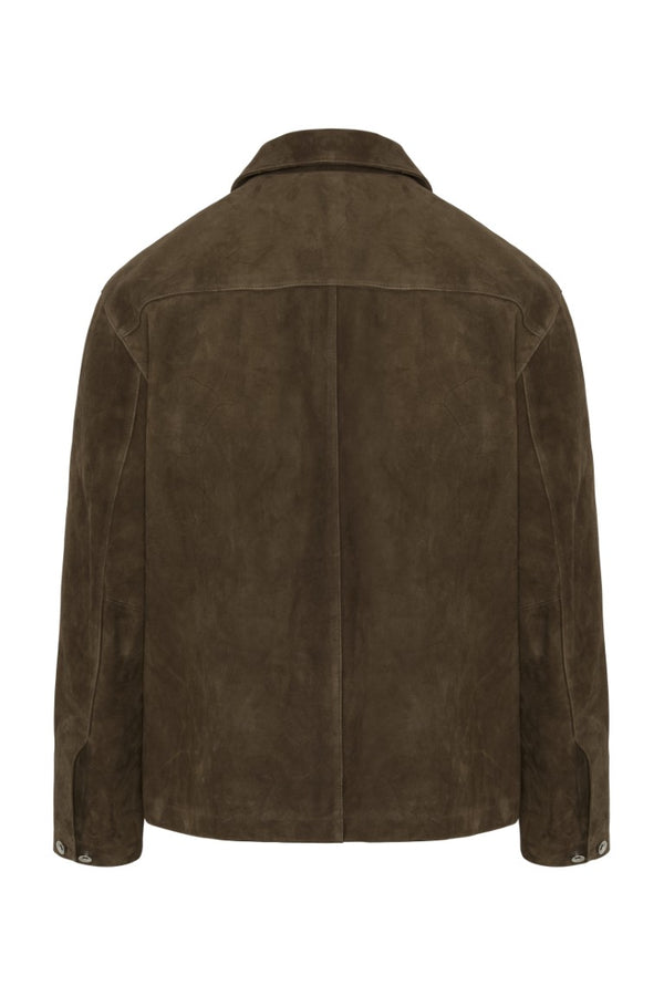 Suede Two-Tone Button Shirt Jacket