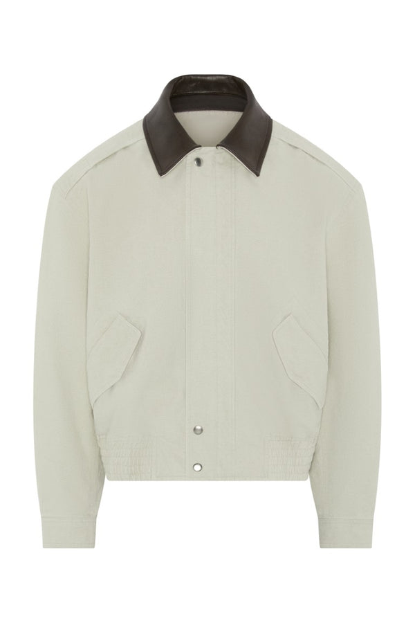 Leather Collar Washed Cationized Bomber