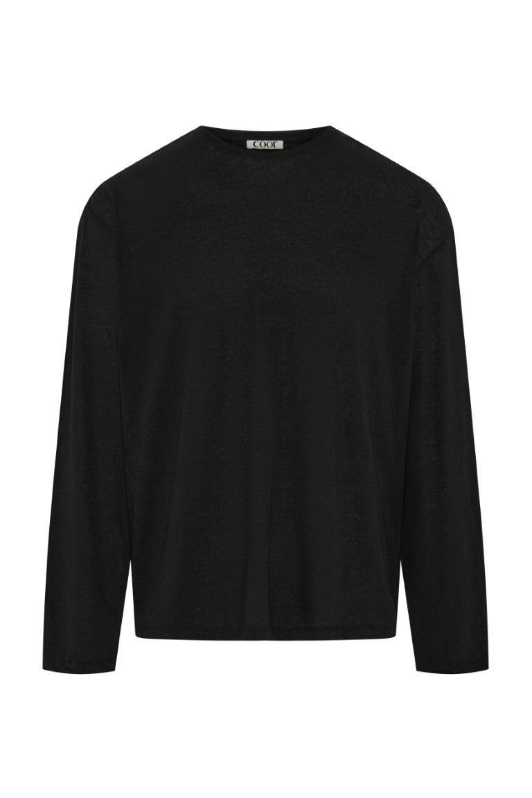 Linen Blend Long Sleeve T-Shirt