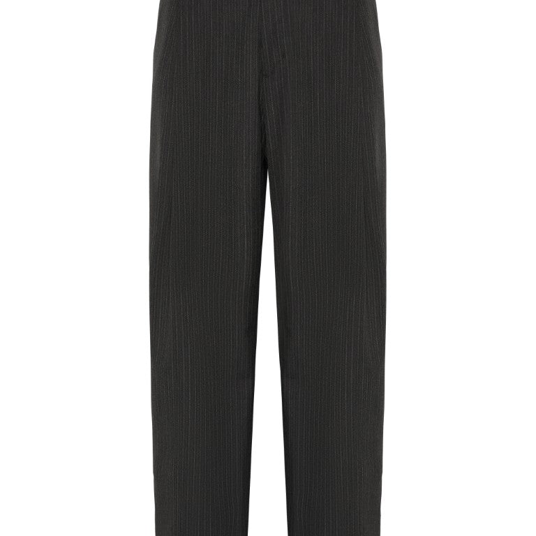 Stripe Wool Blend Pleated Trousers